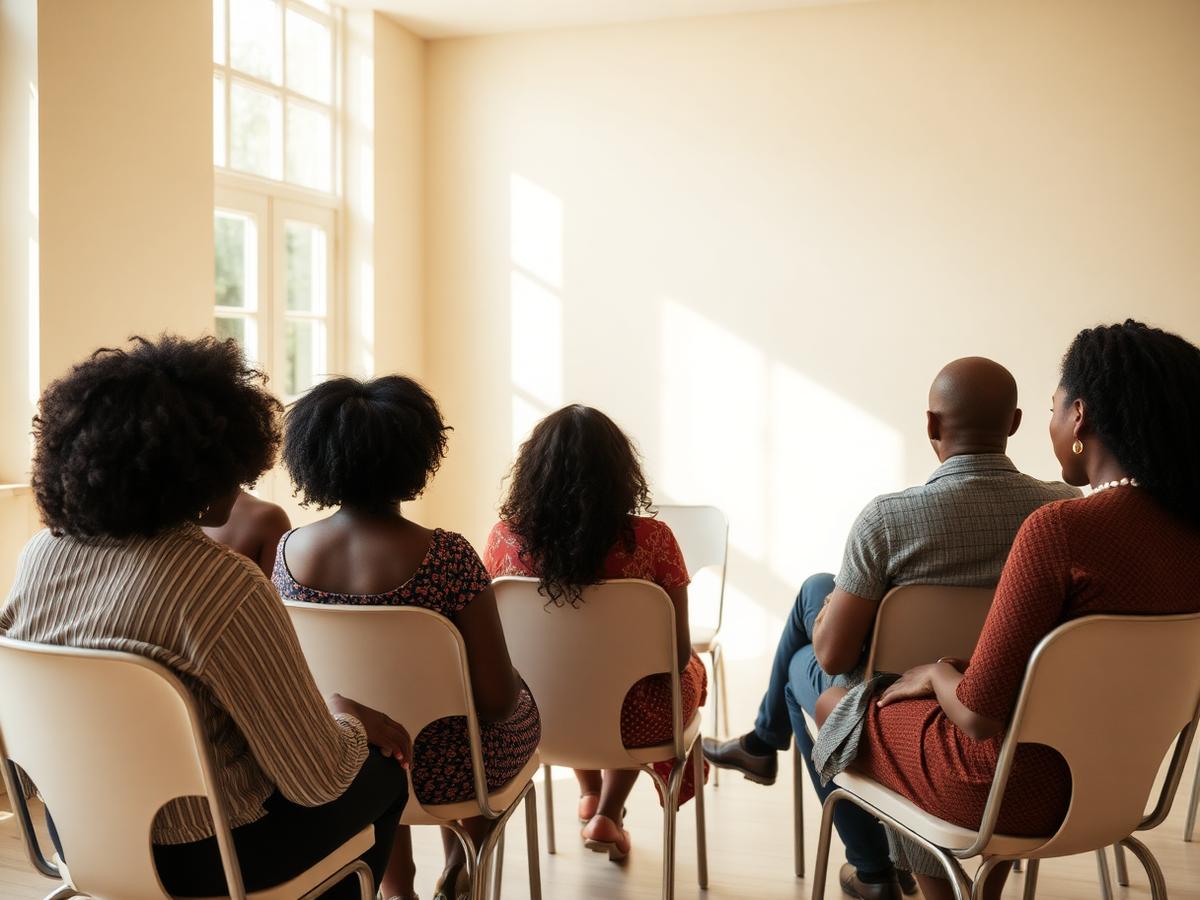 Un cercle de parole réuni autour d'une table